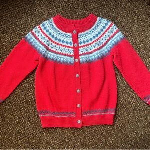 Dale of Norway Red and Blue Patterned Cardigan, fits like women's M